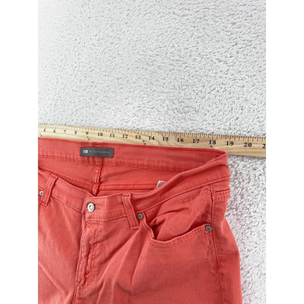 Levis 524‎ Too Superlow Jeans Womens 17M Red Distressed Slim Fit Stretch Denim